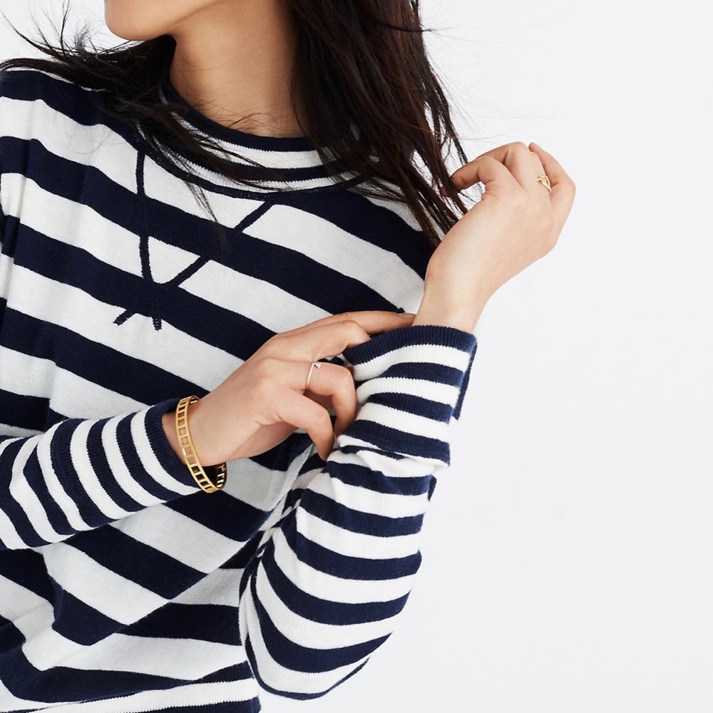 NEW Madewell Relaxed Mockneck Striped Sweater